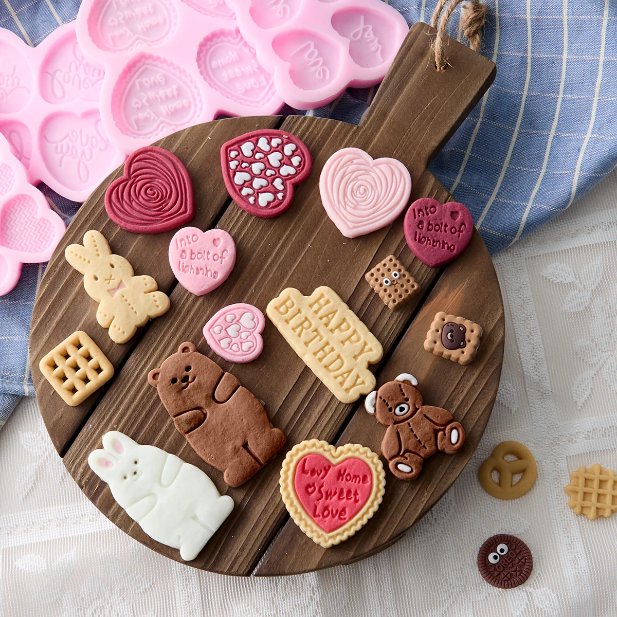 

Mirosie DIY Waffle Biscuit Silicone Mold Bunny Bear Chocolate Fondant Cake Mold Baking Accessories Cake Decorating Tools