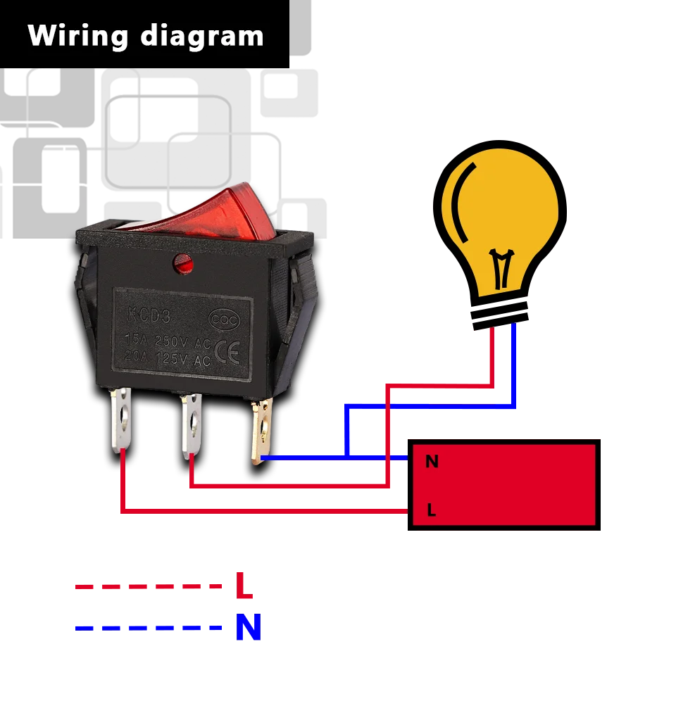 KCD3 Wippschalter mit LED EIN AUS 16A 250V 220V 3 Pin 20A Kleine Lichtabdeckkappe für elektrische 2-Positionen-Rakete 220 elektronisch – Detail 2