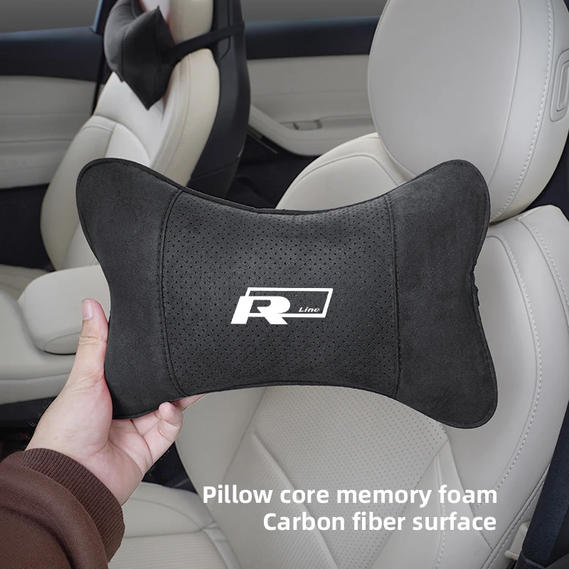 High-quality Car Headrest Memory Foam Car Neck Pillow Auto Accessories For Volkswagen VW RLine R GTI Golf T5 ID3 Tiguan TROC Eos