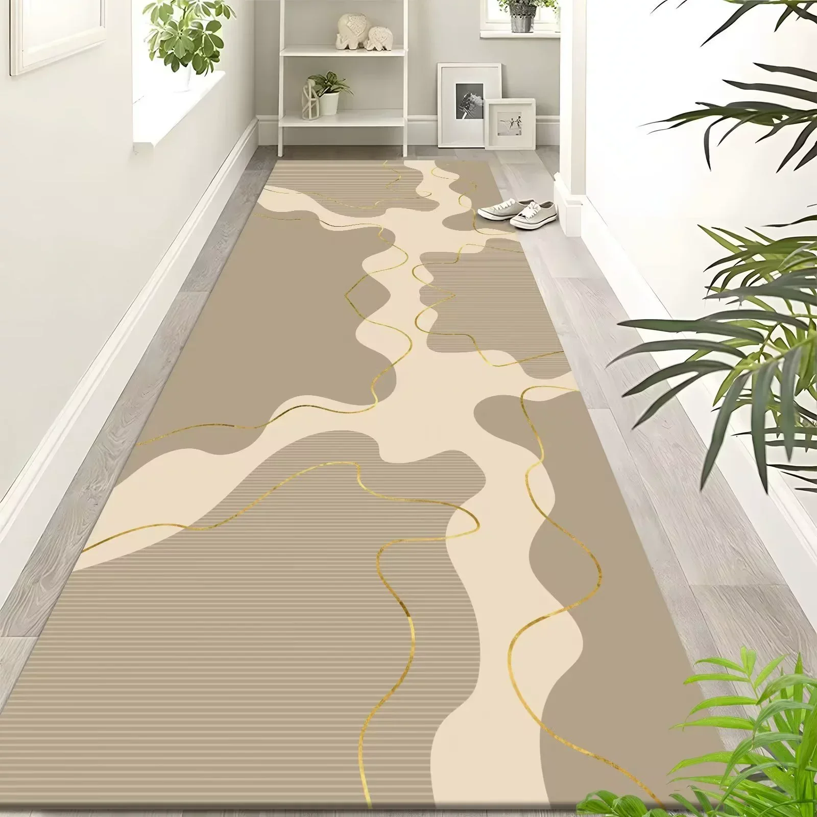 Simple Solid Color Long Corridor Carpet Runner Modern Abstract Decoration Aisle Rug Non-slip Washable Stair Hallway Floor Mat