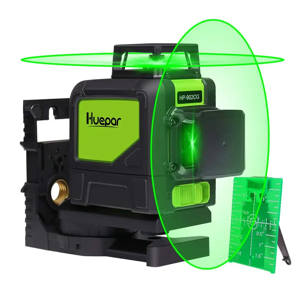 Laser Level 902CG Self-leveling 360-Degree Cross Line,8 Lines Multi Outdoor Pulse Mode Green Beam Laser Level