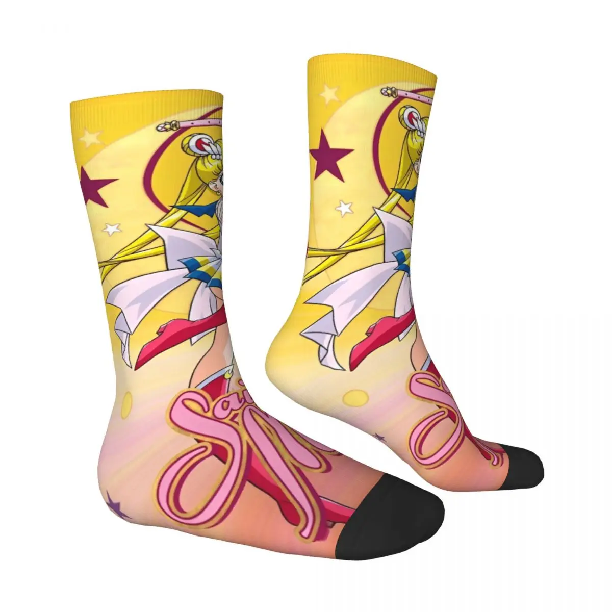 Chaussettes de skateboard imprimées coordonnantes pour hommes, bas fantaisie, S-Sailor, Moons Moon, confortables, automne