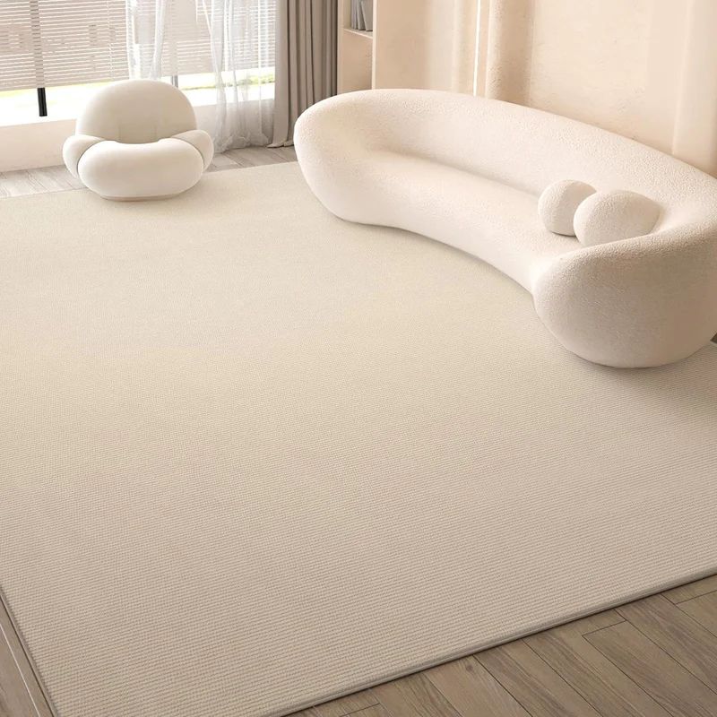 VIKAMA, tapis de salon uni de grande taille, couleur crème, tapis de sol doux et antidérapant, décoration intérieure minimaliste de couleur unie.