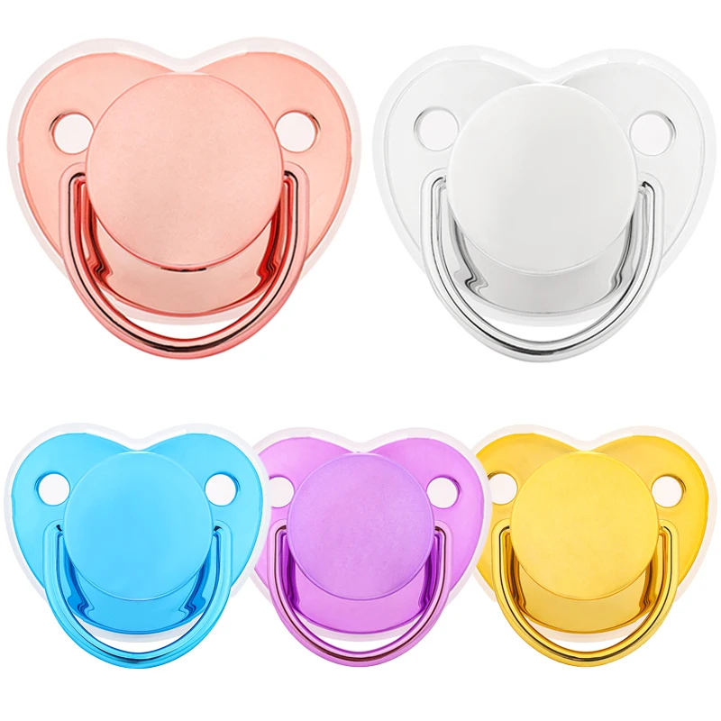 2024 Newborn Metallic Pacifier With Cover Solid Color Bling Infant Nipples  Silicone Pacifier Baby Soother New Born Shower Gifts