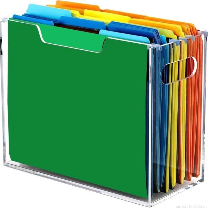 D5BB Clear Acrylic File Folder Large Capacity Desktop Folder Organiser Case for Document Paper Management 12.2x5.51x9.84Inch