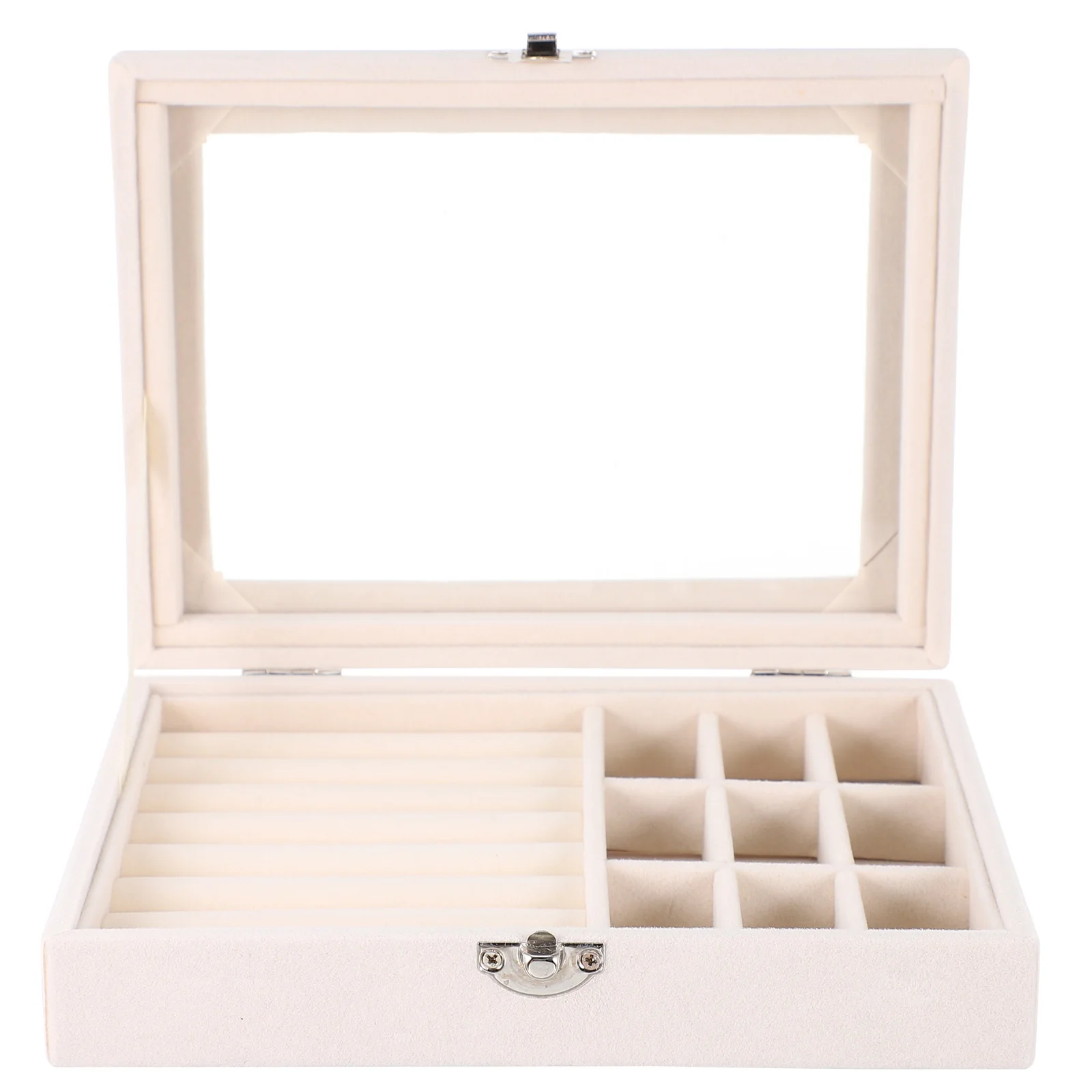 

Flannel Jewelry Box Waterproof Dustproof Storage Rings Necklaces Organizer Case High Capacity Women Jewelry Case Space-Saving