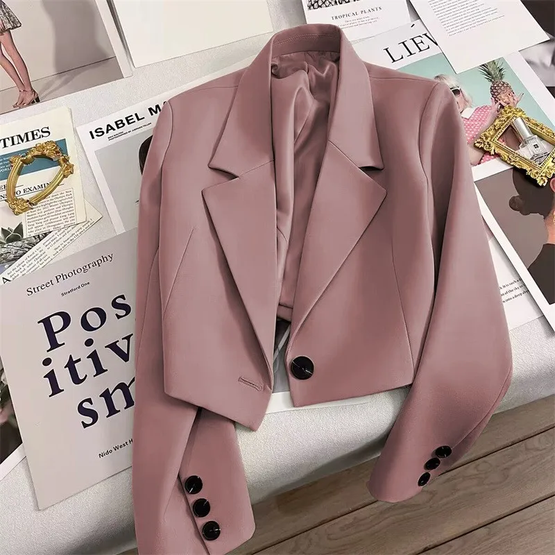 Autumn Winter Fashion Women\'s Blazer Korean Style Office Cropped Blazers Spring Women All-Match Street Long Sleeve Suit Jacket