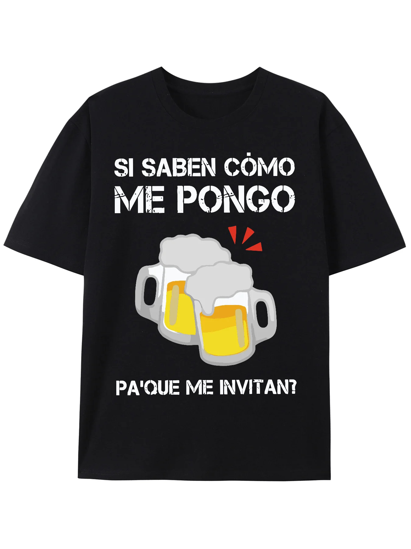 

Humorous "Beer Me" Spanish Quote T-Shirt - Soft Cotton, Casual Crew Neck, Short Sleeve Tee with Beer Mug Graphic - Ideal Gift