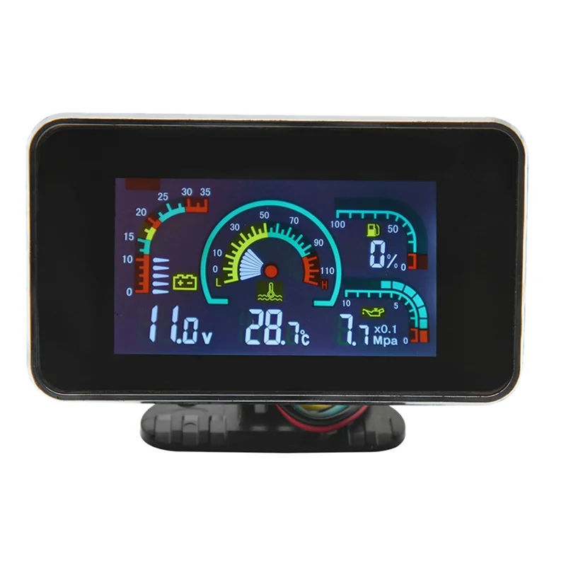 

4 In 1 LCD 12V/24V Oil Pressure Voltmeter Volt Water Temperature Oil Fuel Gauge With 10Mm Sensor For Excavator Truck