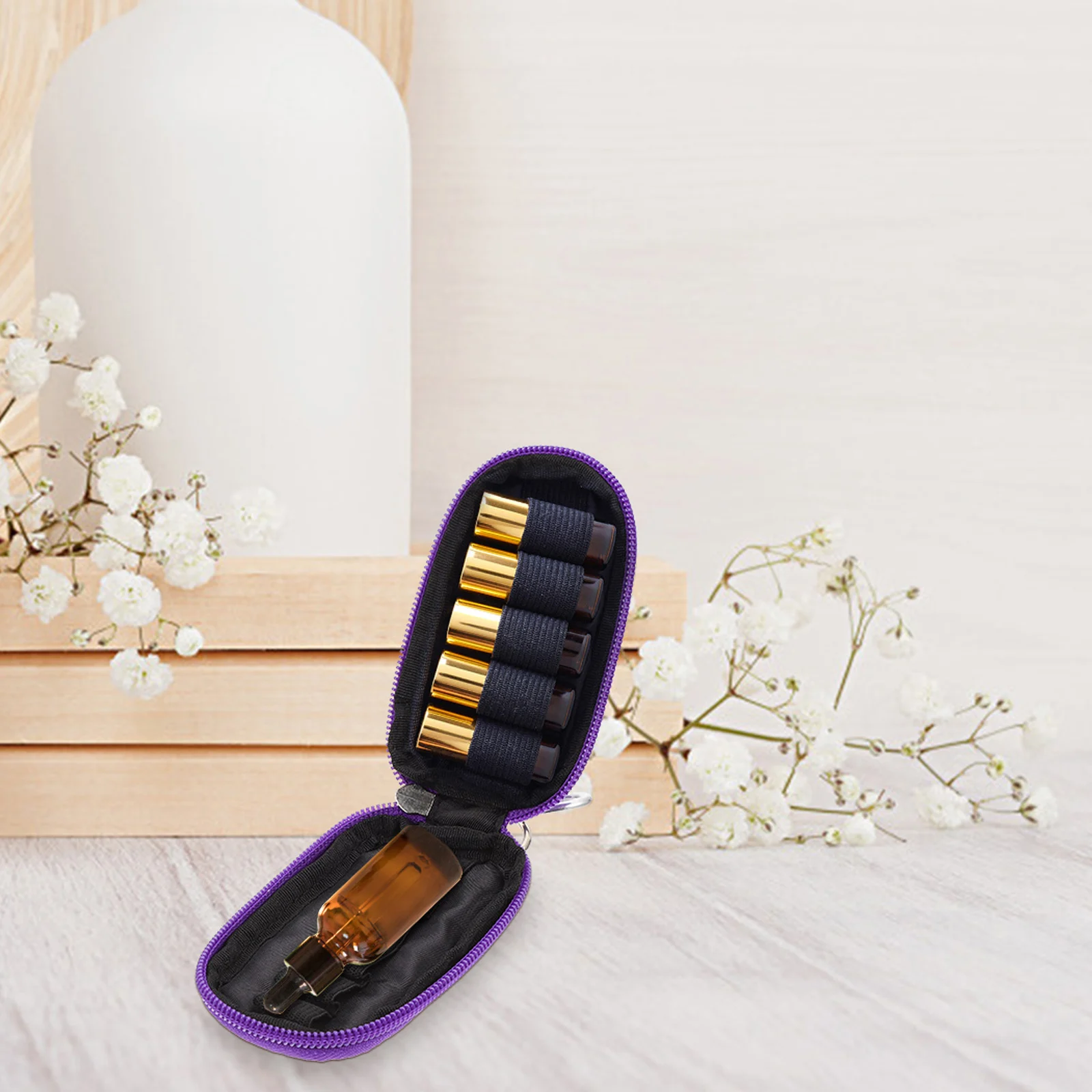 

1pc Essential Oil Holder Bottle Storage Bag Aromatherapy Case for Oils Black Travel Organizer Practical Solution Small Bottles