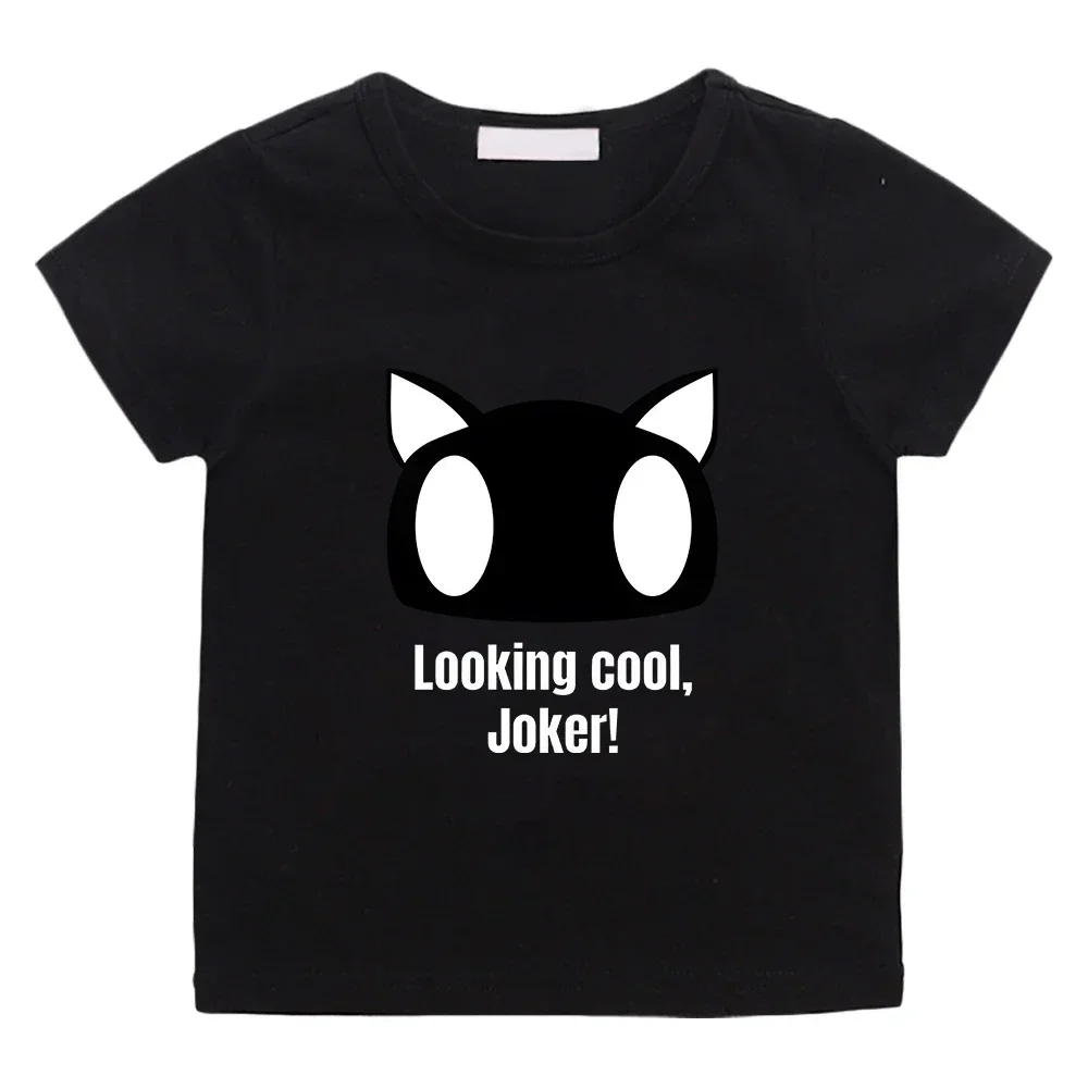 Game Persona 5 Morgana Cat T-shirt Summer Boys/Girl Short Sleeve Tee-shirt 100% Cotton High Quality O-neck Tshirt Kawaii Cartoon