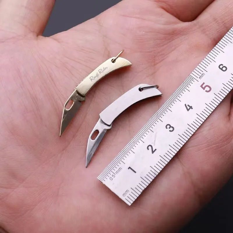 

Brass Mini Knife Outdoor Portable EDC Key Chain Pendant Gift Foldable Small Portable Sharp Open-box Express Bag