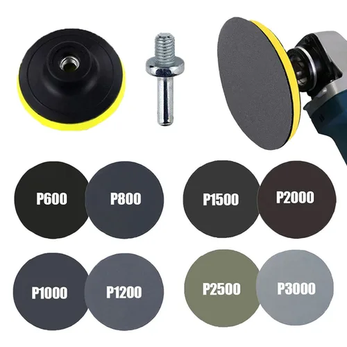 Papel de lija de agua, almohadilla de lijado de 3 pulgadas, grano 600-3000, disco de pulido de papel de lija automotriz para faros, herramienta abrasiva de Metal y madera para coche