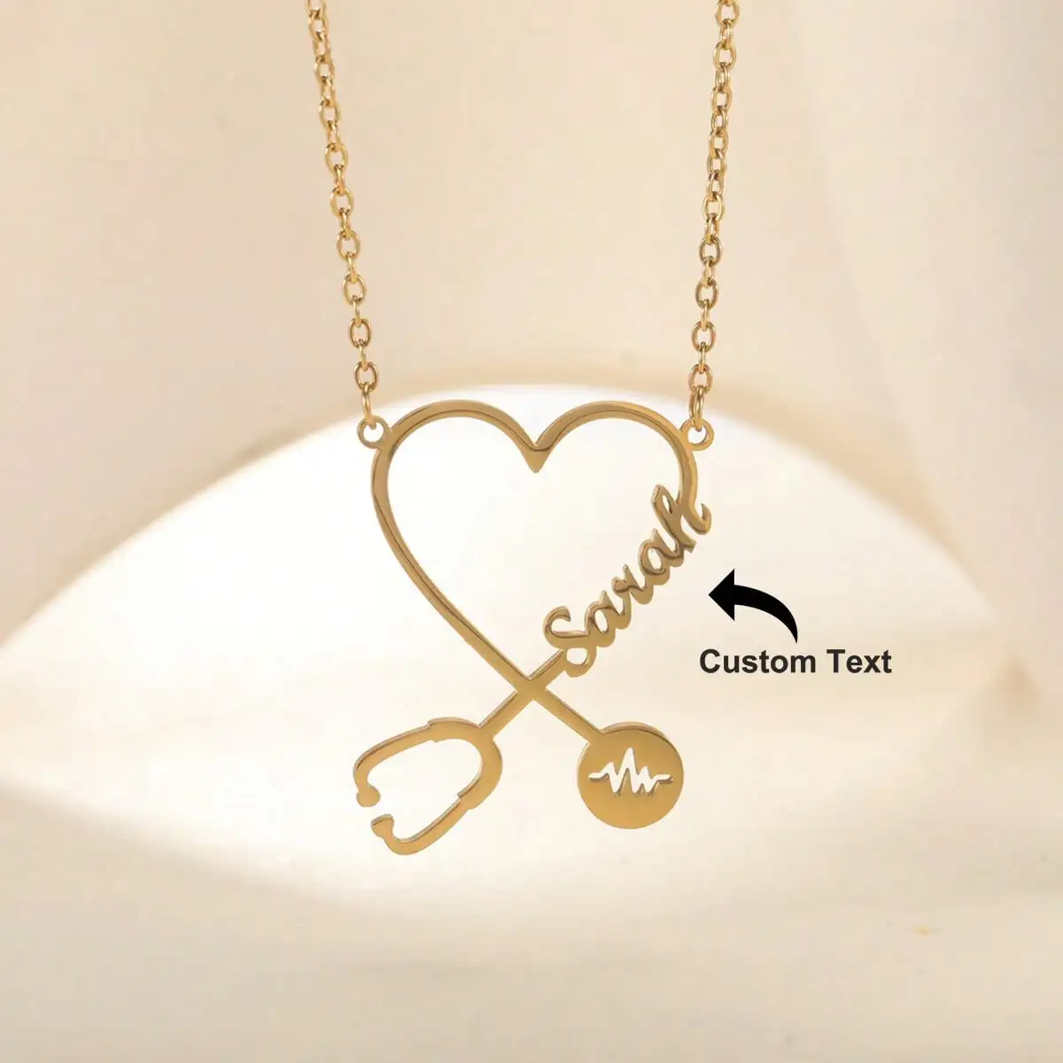 

Custom Name Heart Stethoscope Necklace for Women Stainless Steel Customized Stainless Steel Jewelry Gift for Nurse Doctor