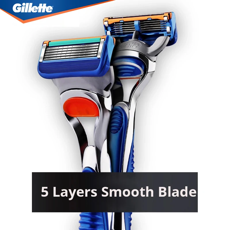 Original Gillette Fusion Razor Facial Beard Shaving Hair Removal 5-Layer Blade Men's Safety Razor Manual Shaver With Travel Box