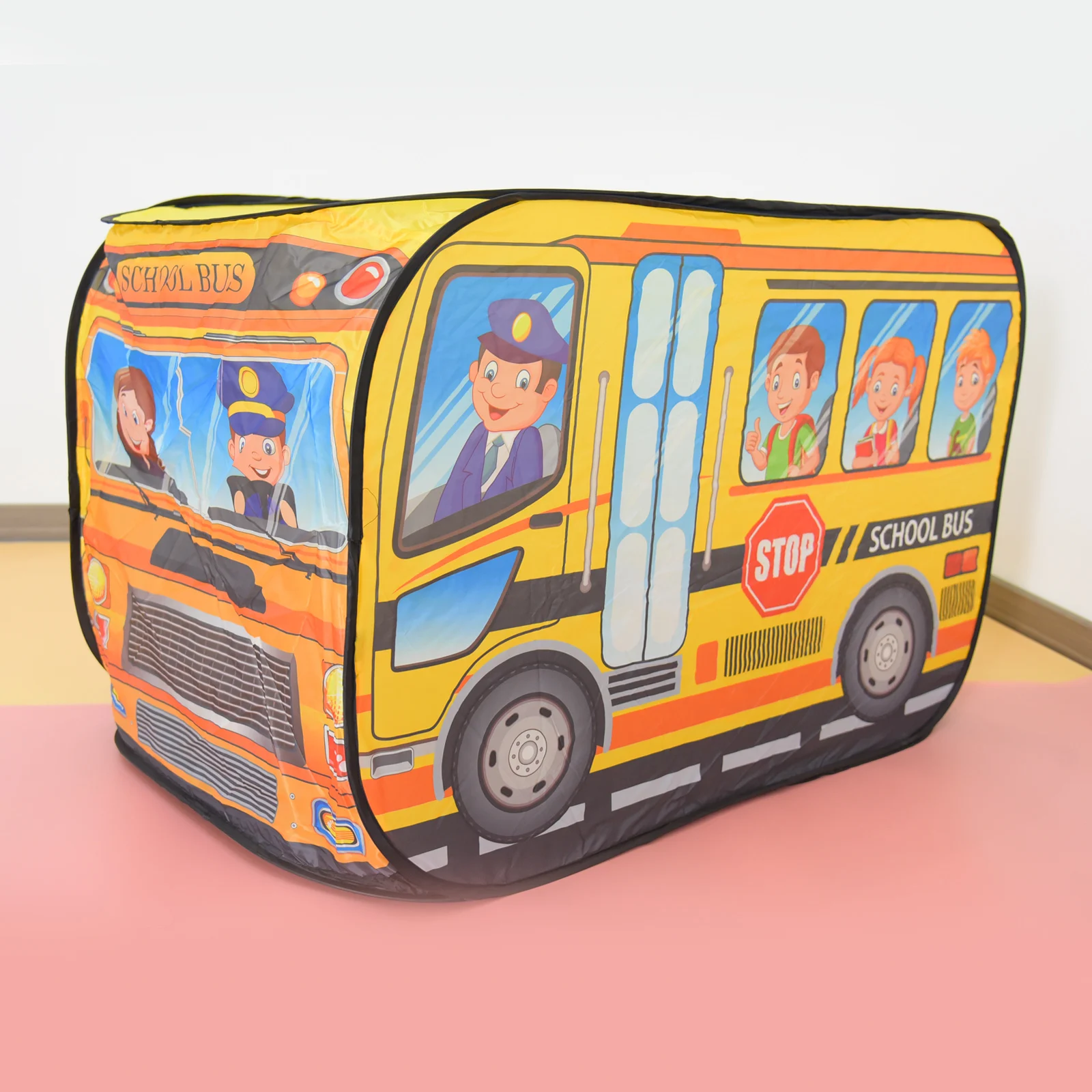 子供用室内スクールバステントおもちゃプレイハウス（男の子と女の子向け）、ベビーゲームハウス、便利な折りたたみ式オーシャンボールプールハウス