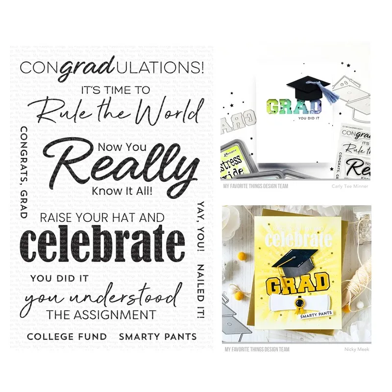 2023 New Arrival ConGRADulations Sentimenrs Clear Stamps Scrapbooking for Paper Making Frames Card Set no Dies