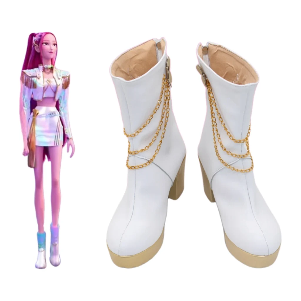 KPop Demon Hunters Rumi Zoey Mira Wit Gouden Dans Outfit Laarzen Cosplay Schoenen Halloween Carnaval Props Volwassen Kinderlaarzen