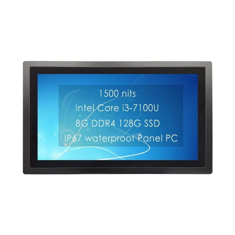 

24 inch Full IP67 waterproof 1500cd/m2 Optical bonding Capacitive Touch screen industrial pc Core i3-7100U 8G 128G Panel PC