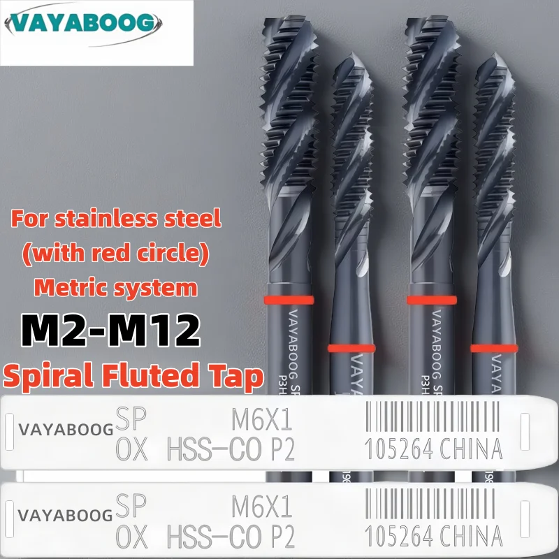 1PCS HSS-CO Red Ring JIS Standard With OX Spiral Pointed Tap M1M2M3M4M5M6M7M8M9M10M11M12 Machine Screw Thread Spiral Fluted Tap