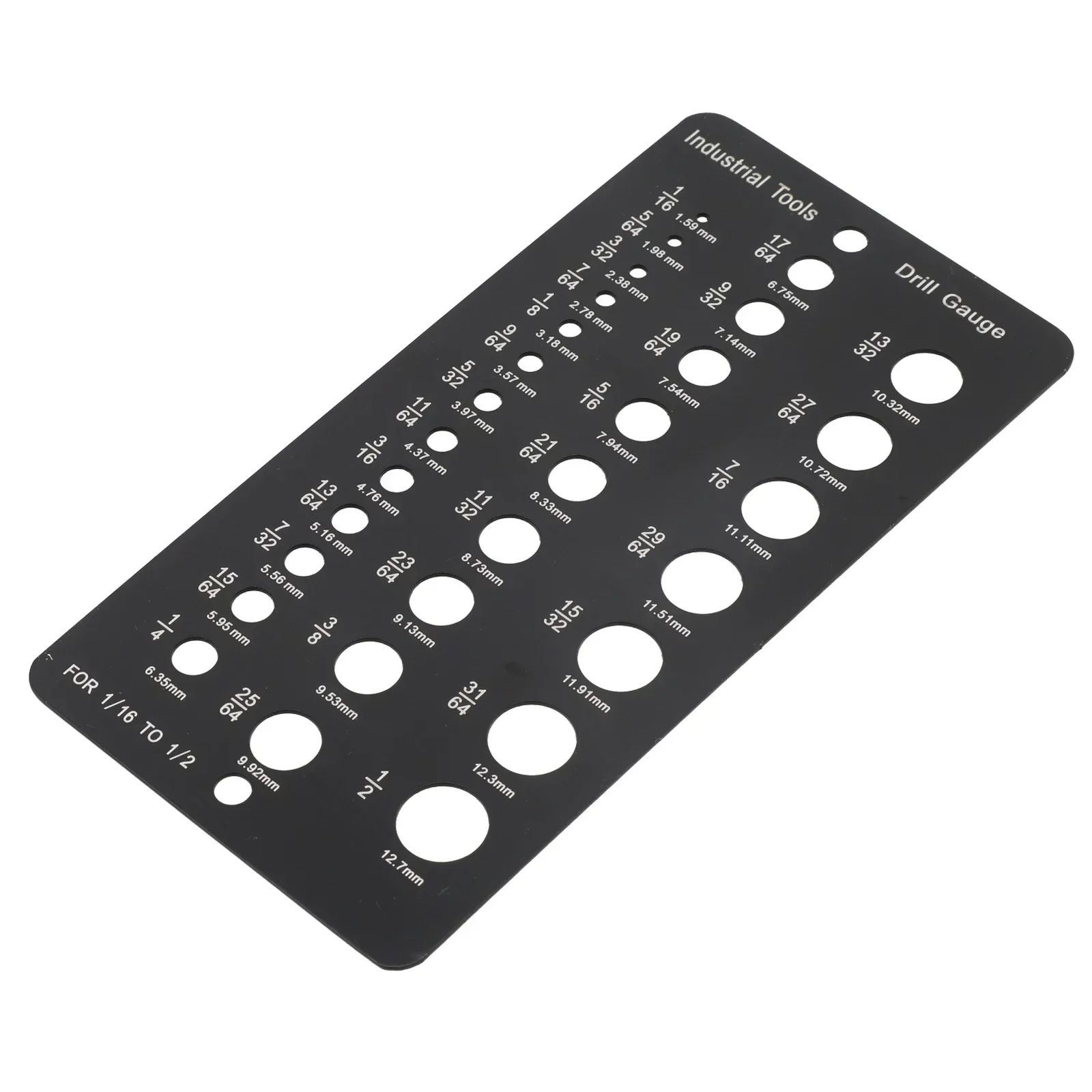 1Pc Drill Bit Gauge Diameter Gauge Metric Size Stainless Steel 29-Holes For 1/16-1/2 Bolt Measuring Ruler Woodworking Hand Tool