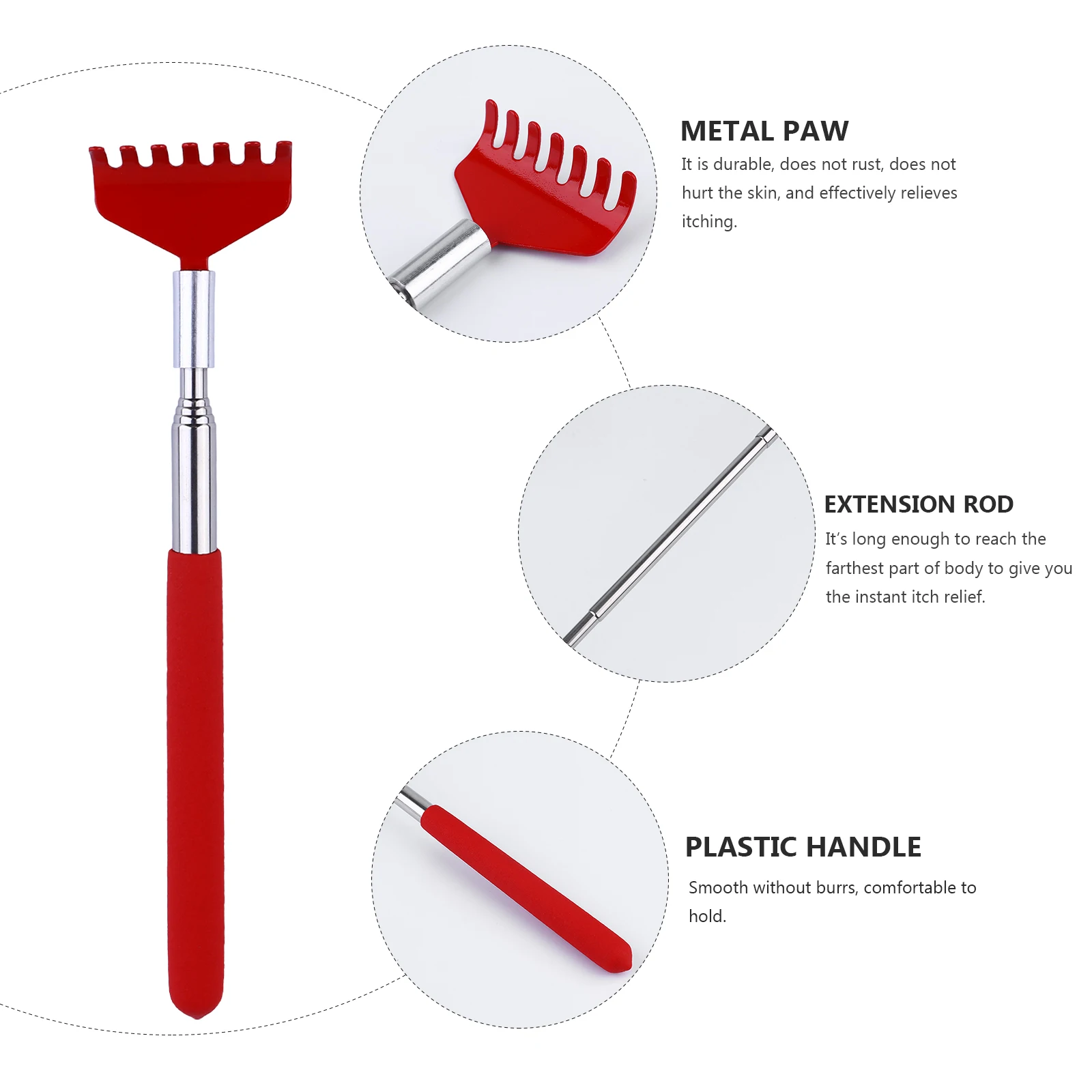 

Выдвижной скребок для спины из нержавеющей стали, телескопическая скребок для облегчения зуда, массажер для тела, скребок для когтей