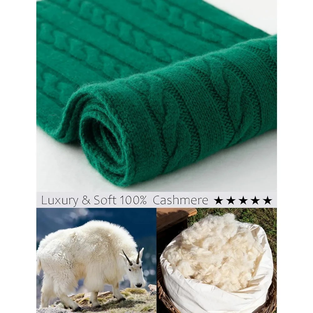 وشاح نسائي فاخر خفيف الوزن مصنوع من الكشمير بنسبة 100% مع نمط غرزة كابل وصندوق هدايا للدفء الناعم