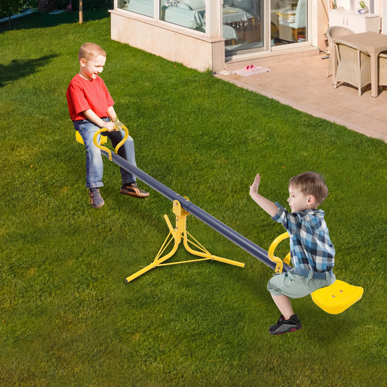 360-degree Swivelling Garden Seesaw Children's Seesaw Garden Decorations Patio Furniture Outdoor Furniture Set