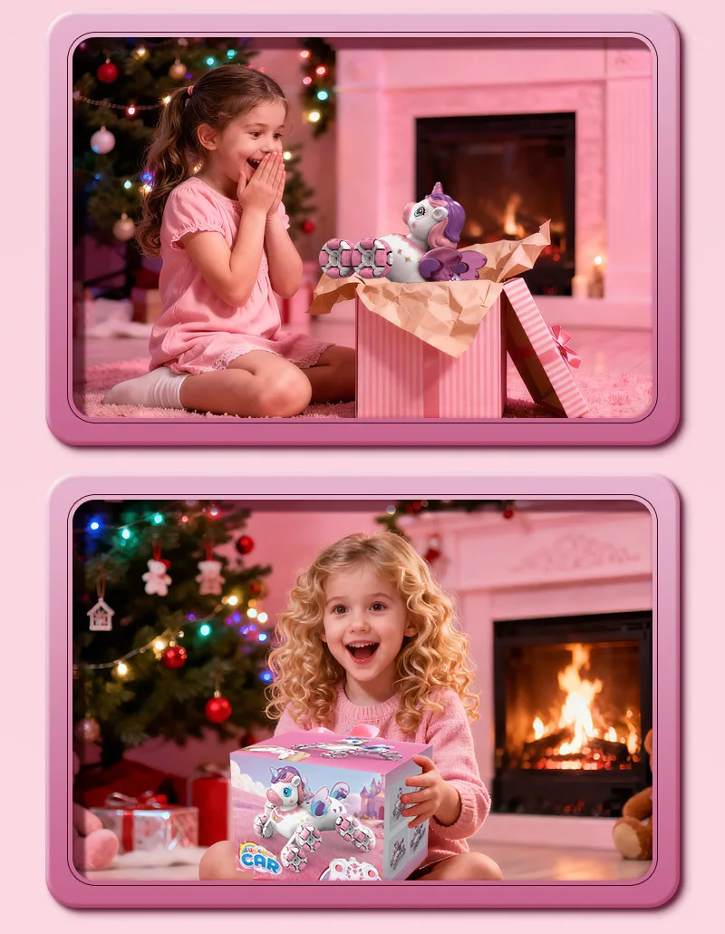 لعبة يونيكورن ذات 8 عجلات للتحكم عن بعد - مع إضاءة وموسيقى، تصميم وردي جذاب، مثالية للفتيات