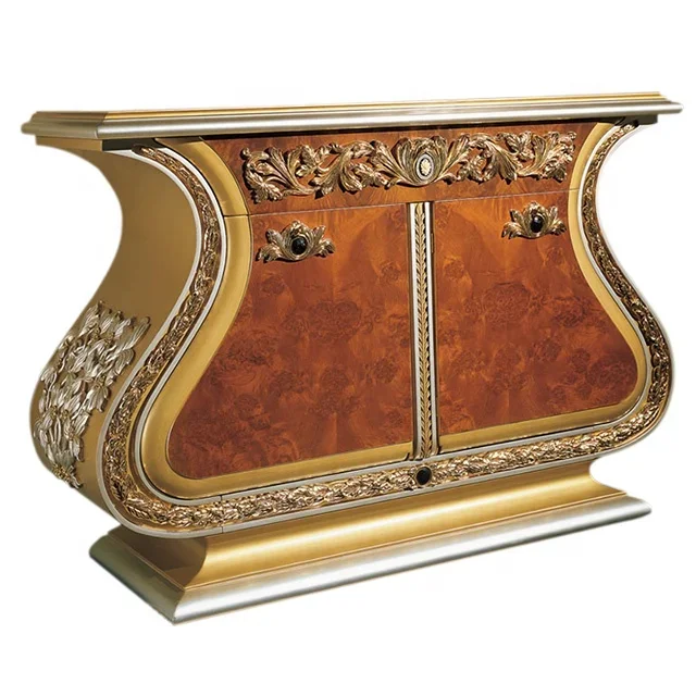 Luxurious Hand made Solid Wood Gold Leaf Shoes Storage Cabinet