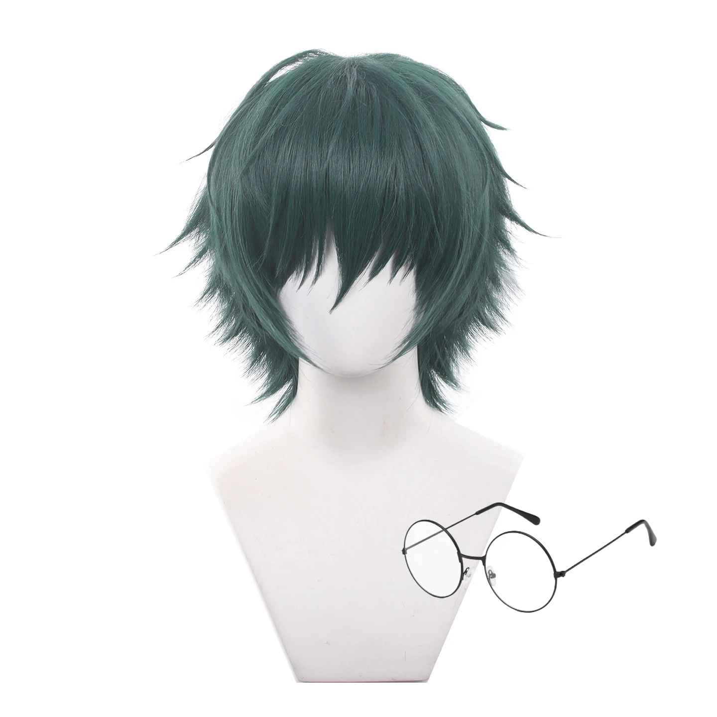Peluca de Cosplay de Anime Jujutsu Kaisen Maki Zenin, Cabello Corto Verde, Gafas, Shimetsu Kaiyuu, Fiesta de Halloween