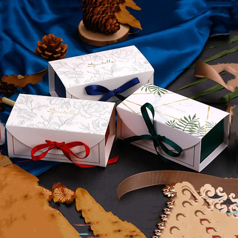 

Rustic Country Wedding Theme Bronzing Candy Box Ribbon Folding Paper Box French Romantic Wedding Baby Shower Birthday Party, New