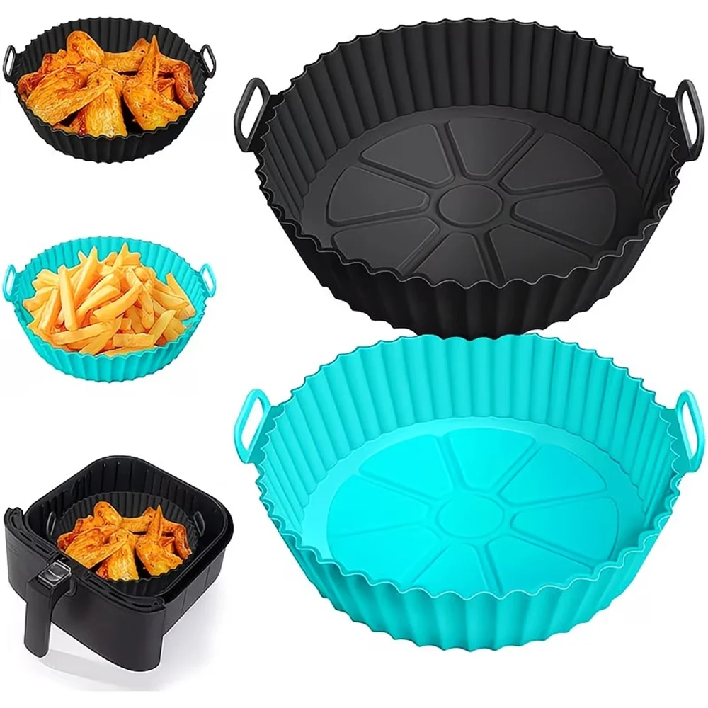 Air Fryer Silicone Pot, Air Fryer Silicone Liners Round Food Safe Non Stick Air Fryer Basket Additions, Kitchen Gadgets