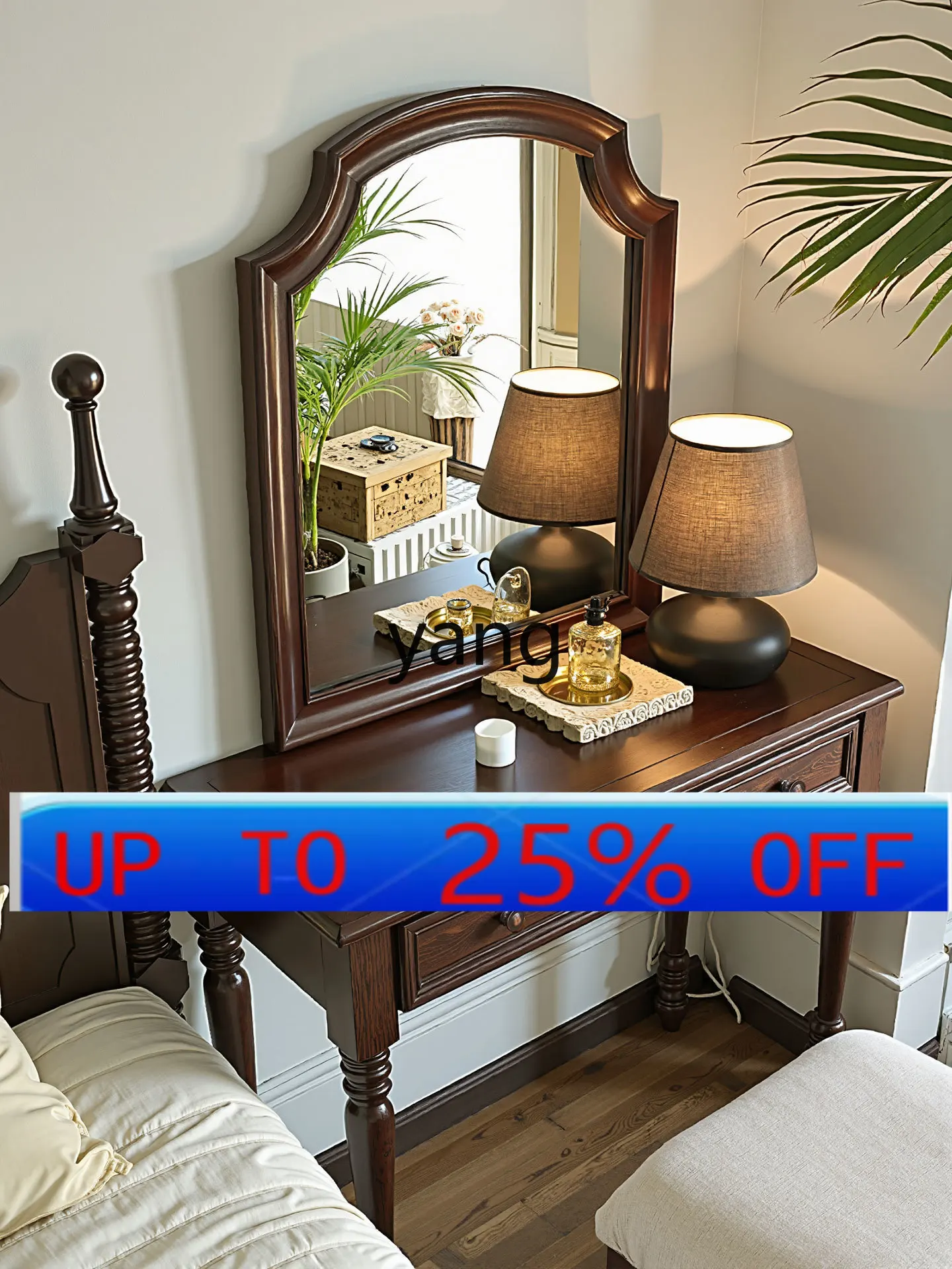 Lh American Retro Solid Wood Dressing Table Bedroom Living Room Master Bedroom Bedside Storage Cabinet