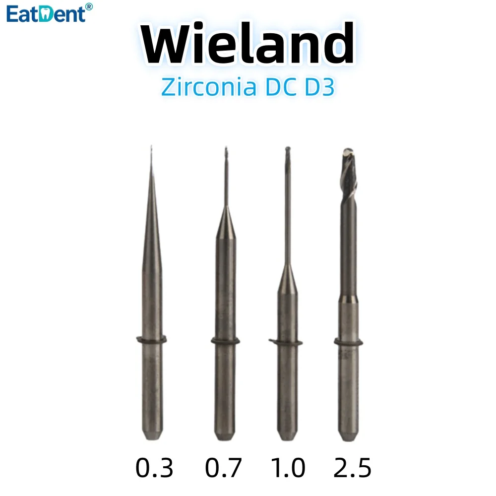 Wieland Dental Milling Burs for Zirconia Lithium Disilicate/Emax PMMA D3 DC Coating Dentistry Milling Needles Grinding Drills