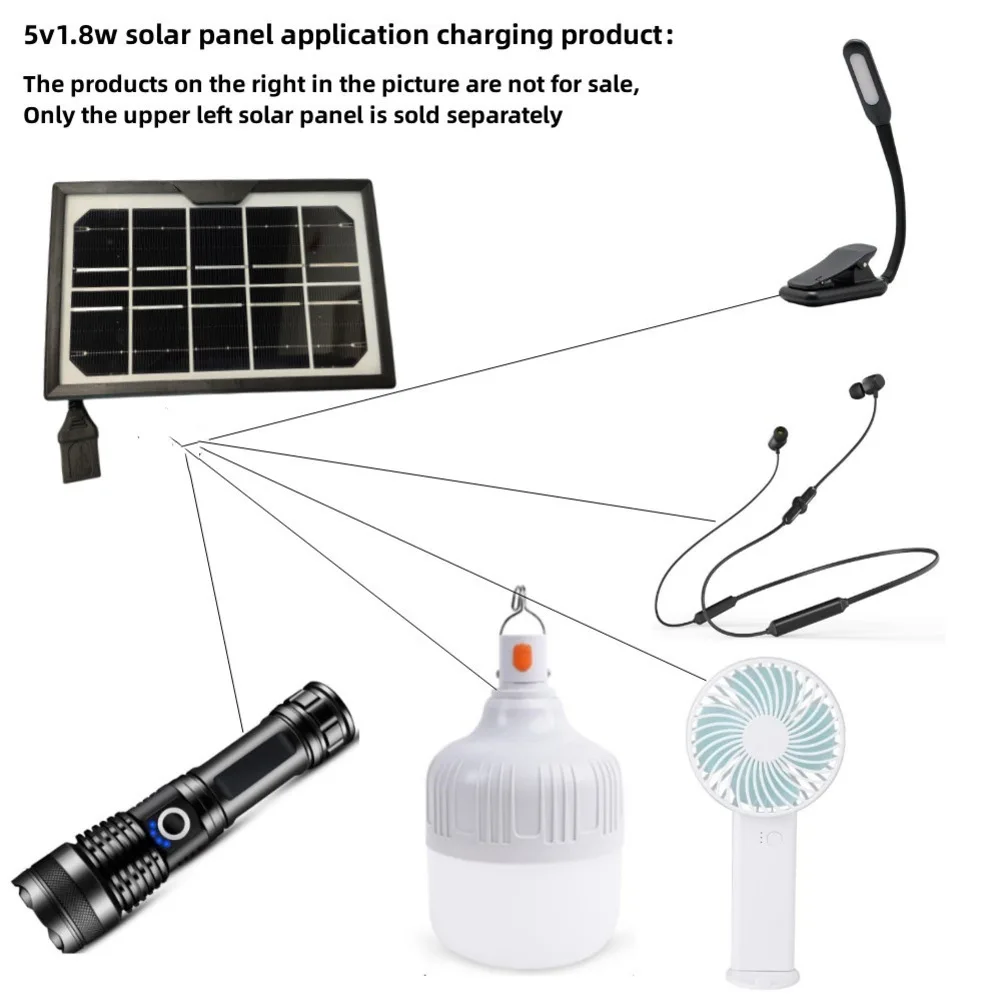 5V 1 8W Solar Panel with USB Female Interface for Fan For Monocrystalline Silicon Lightweight Design Portable Use