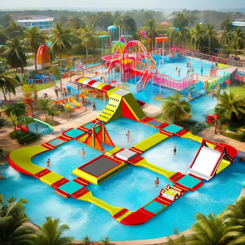 Inflatable Commercial Water Park Game for Adults and Kids 24x24M CE Certified 100-500kg Capacity