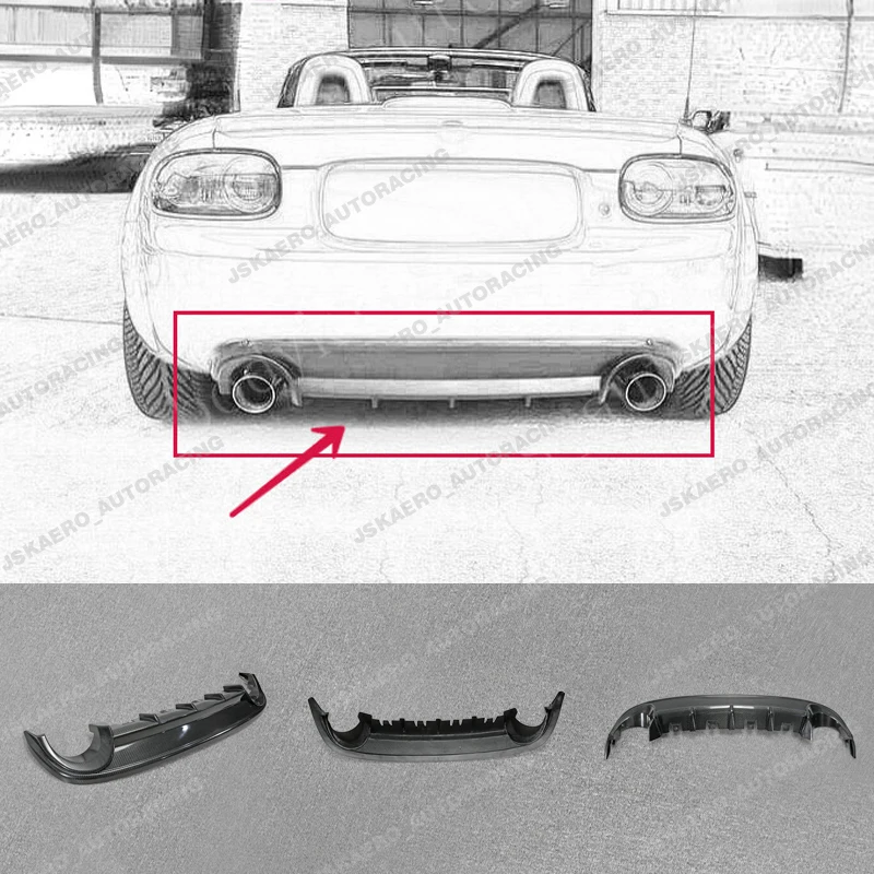 

For Mazda MX5 NC Miata Carbon Fiber Rear Bumper Diffuser Lip (Twin exhaust exit) car BodyKits