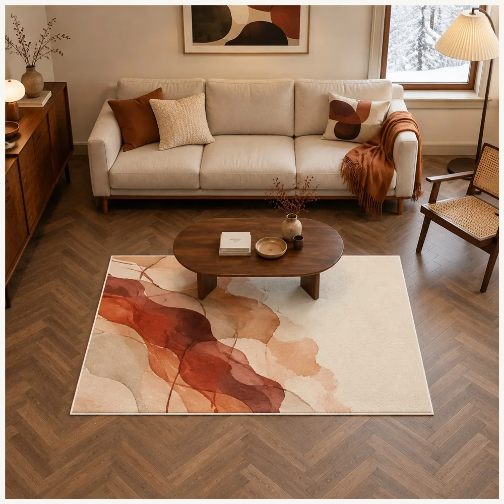 VIKAMA Abstract Watercolour Flow Door Mat, Non Slip Washable Flannel Rug, Nordic Floor Mat for Living Room, Boot Room