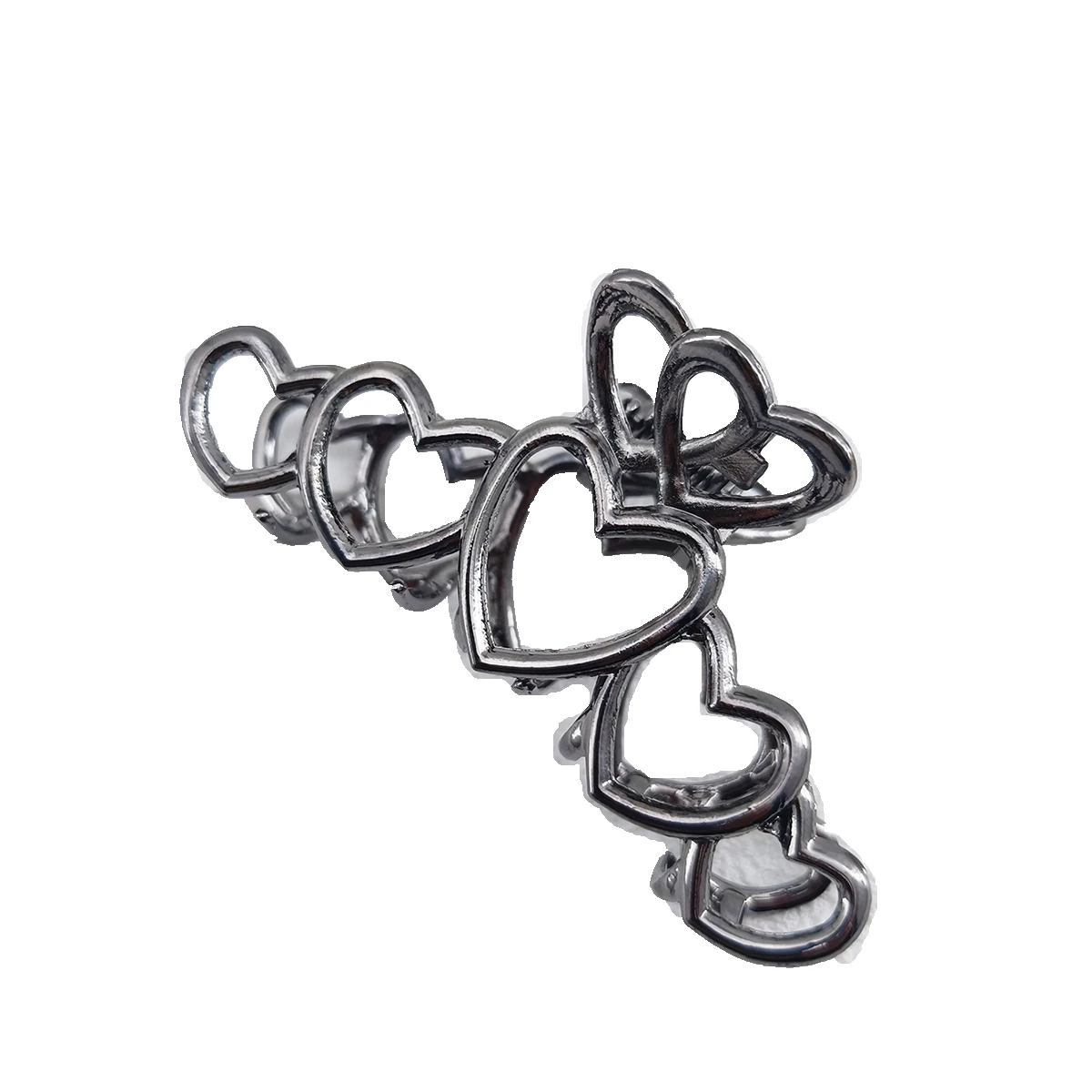 2/4/6 قطعة Y2K مشبك شعر كبير على شكل قلب معدني فضي مع تصميم بسيط ومشبك قرش عالي الجودة في الجزء الخلفي من ملحقات الرأس