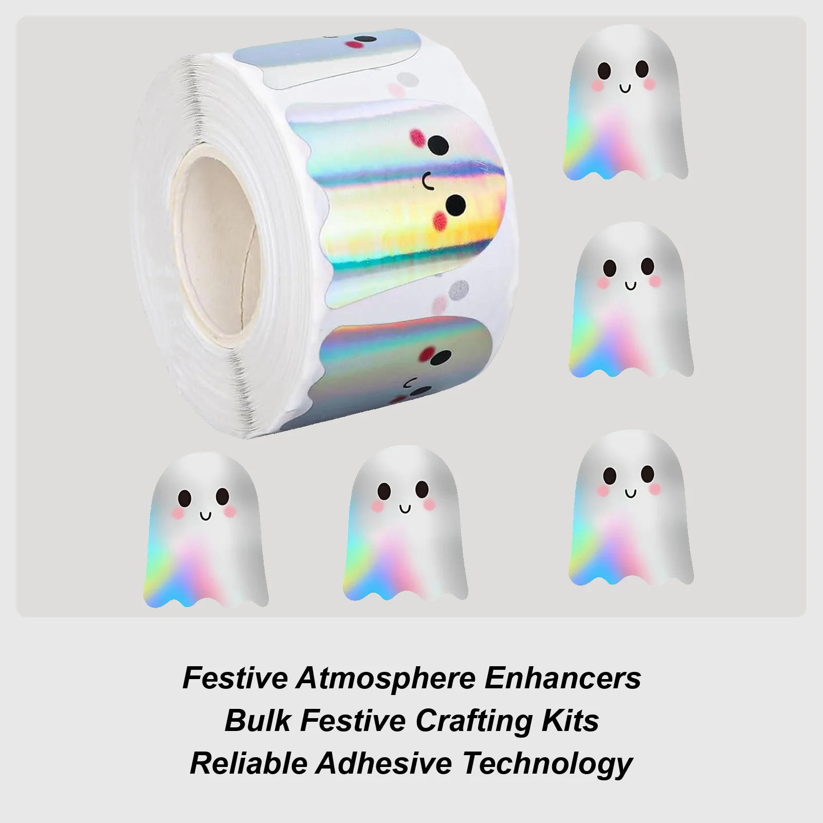 1 rotolo di adesivi fantasma laser carini Adesivi sigillanti fantasma carino Carta autoadesiva Adesivi per decorazioni di Halloween di Halloween