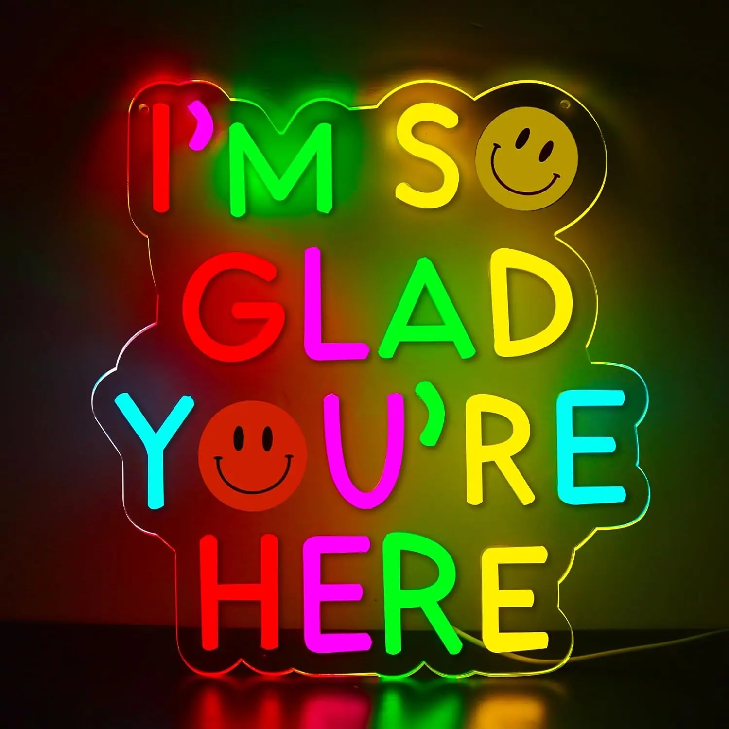 

I’m So Glad You’re Here Neon Sign USB Powered Motivational LED Neon Light for Classroom Library Museum Bedroom Decortion Gift