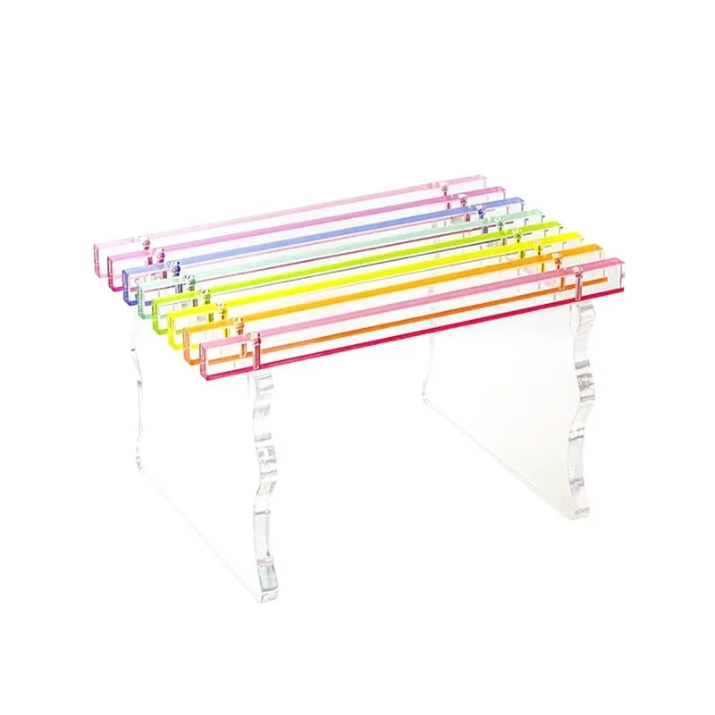 

Прозрачный акриловый табурет N96R в скандинавском стиле – скамья для обуви для дома, спальни, балкона, прихожей