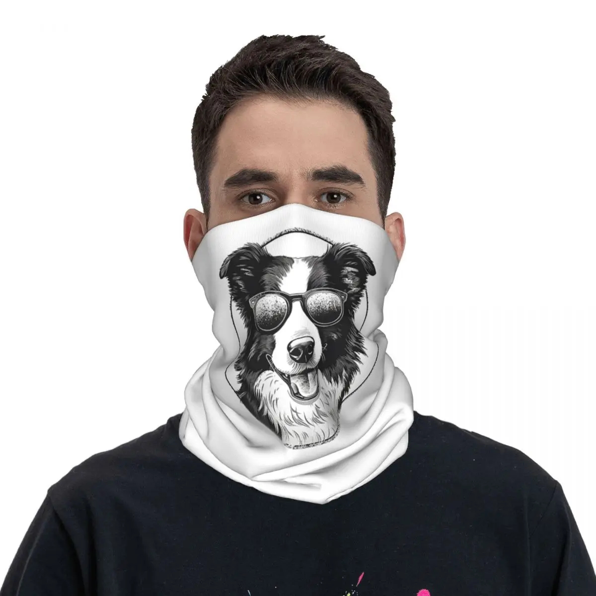 Border Collie Bandana Neck Gaiter Printed Wrap Scarf Multi-use Headwear Running Unisex Adult Winter