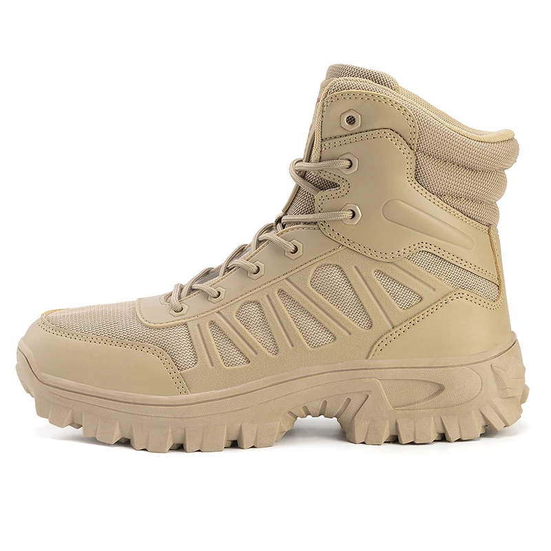 Botas altas para exteriores para hombre, botas de combate transpirables antideslizantes con cordones, botines informales absorbentes de golpes para hombre