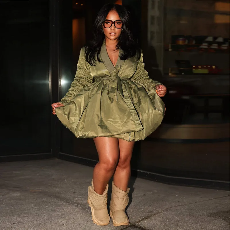 

Модное молодежное плиссированное кукольное платье с цветными блоками, хлопковая куртка средней длины