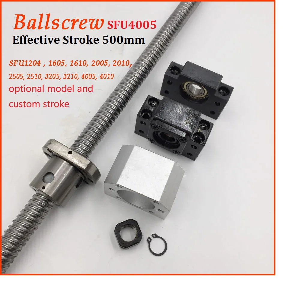 

SFU4005 Roller Ballscrew C7 Set with Effective Stroke 500mm BK30+BF30 End Support and Bracket Housing for CNC Parts