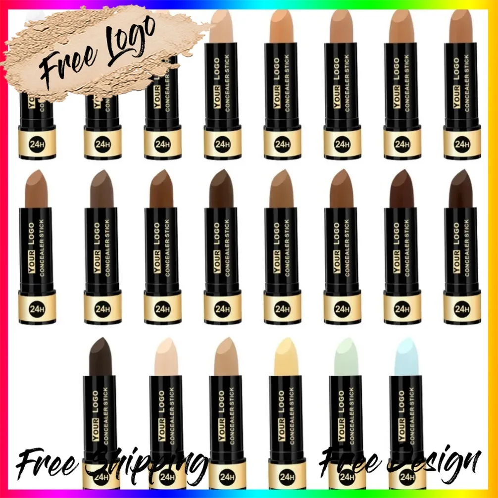 Etichetta privata Logo personalizzato Tubo per rossetto nero opaco Correttore Stick Controllo olio Correttore impermeabile duraturo Trucco snellente