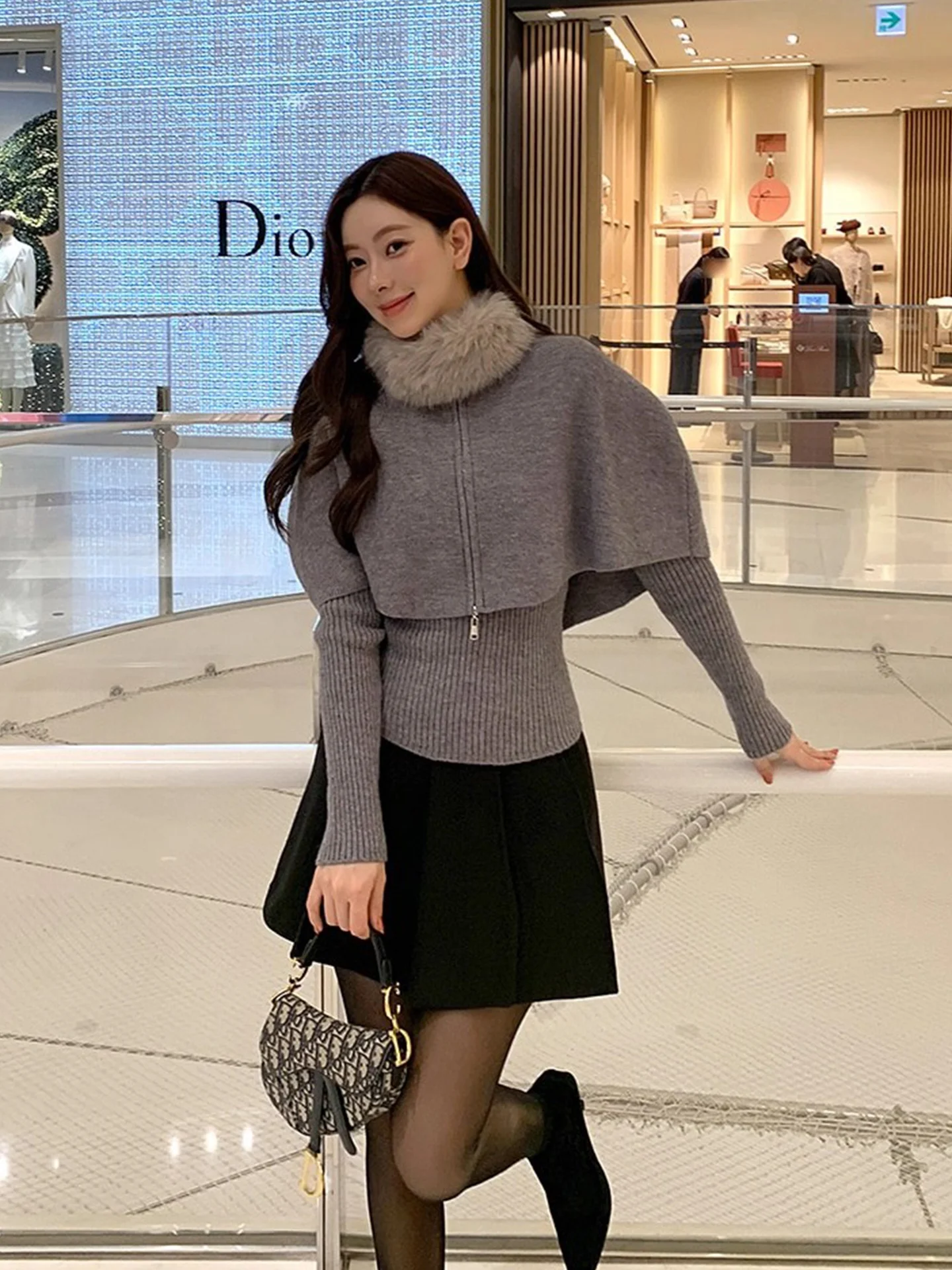 

Женский вязаный комплект Ele: свитер с высоким воротом, длинными рукавами «летучая мышь», декоративной молнией, зимний модный костюм-тройка