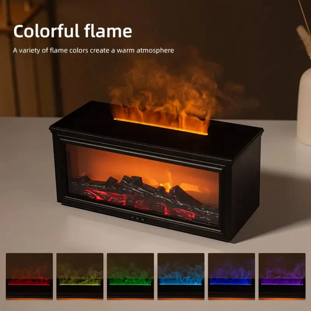 

Диффузор эфирного масла, пламя камина, USB-C, 9,47 унций, 7 цветных светодиодов, 4 таймера, пульт дистанционного управления, автоматическое отключение, офисная спальня, йога